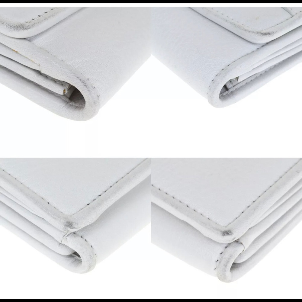 👜 DIOR Wallet White Long Logos Bifold Leather - Picture 5 of 8